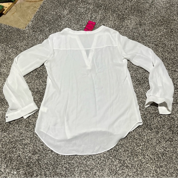 Candie’s Blouse Top Womens Medium Sheer Polyester Long Sleeve V Neck  Pullover - Picture 10 of 10